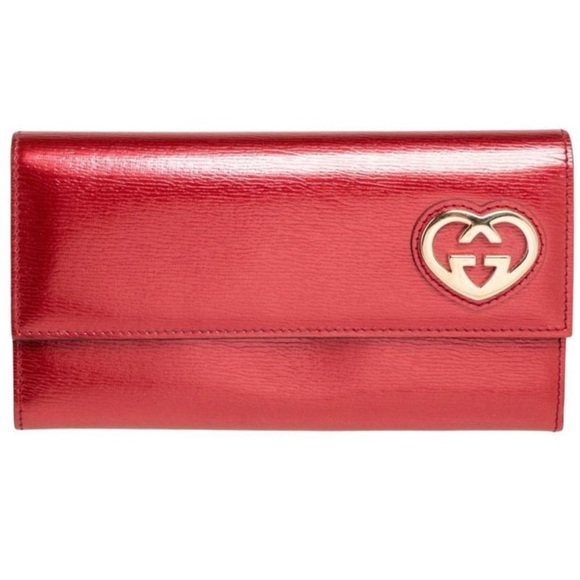 Gucci Interlocking GG Heart Red Continental Wallet - Picture 2 of 11
